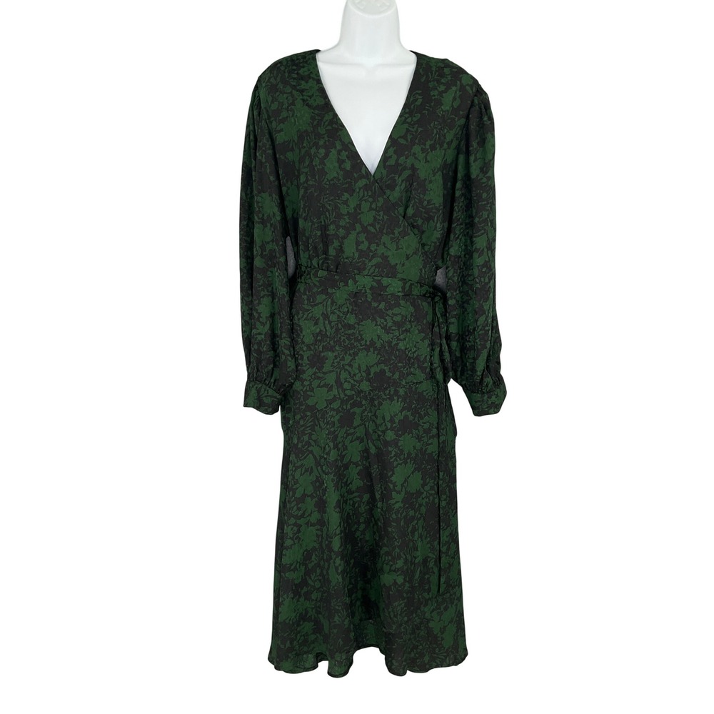 Susan Graver Occasions Green Floral Wrap Maxi Dress Womens Sz 3X Plus Size